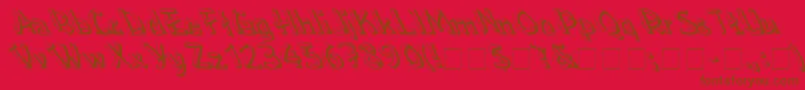 Lowealefty-Schriftart – Braune Schriften auf rotem Hintergrund
