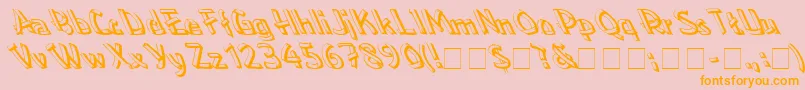 Weitere Informationen zur Lowealefty-Schriftart Lowealefty-Schriftart – Orangefarbene Schriften auf rosa Hintergrund
