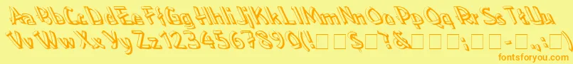 フォントLowealefty – オレンジの文字が黄色の背景にあります。