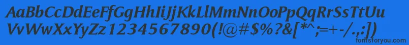 MementoBolditalic Font – Black Fonts on Blue Background