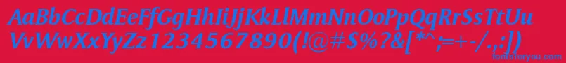 MementoBolditalic Font – Blue Fonts on Red Background