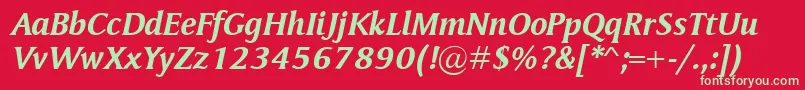 MementoBolditalic Font – Green Fonts on Red Background