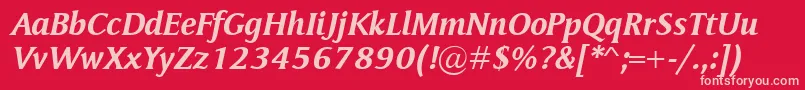 MementoBolditalic Font – Pink Fonts on Red Background