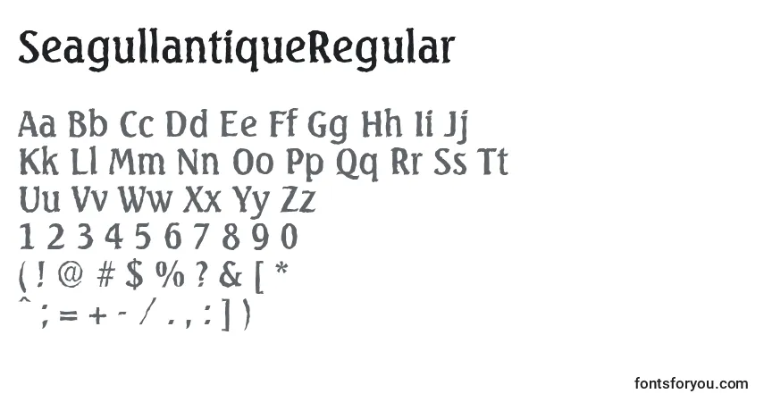 Schriftart SeagullantiqueRegular – Alphabet, Zahlen, spezielle Symbole