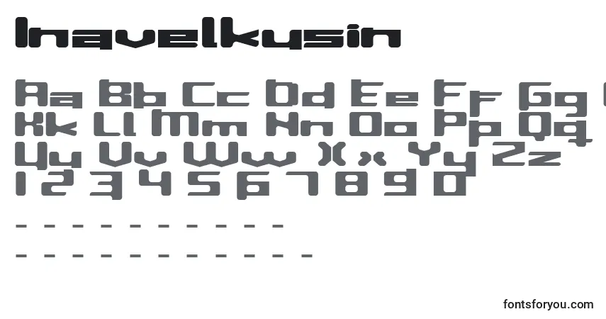 A fonte Inavelkusin – alfabeto, números, caracteres especiais