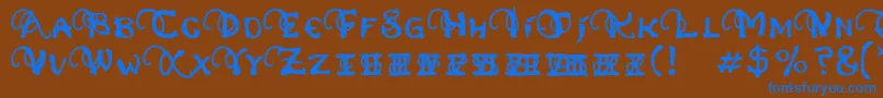 フォントPhexometaRegular – 茶色の背景に青い文字