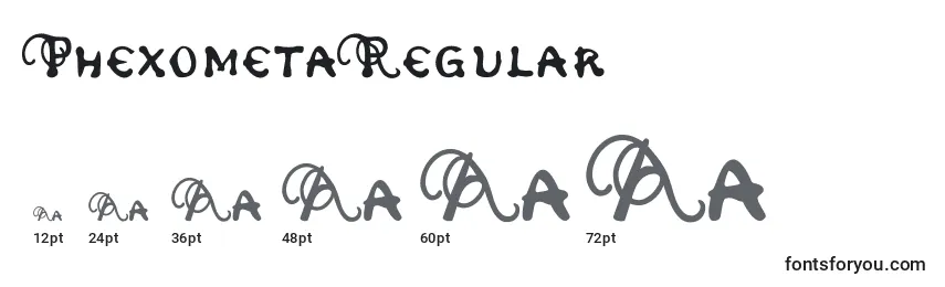 PhexometaRegular Font Sizes
