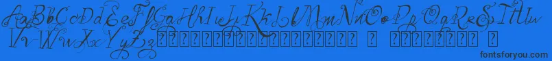 VtksBelinha-Schriftart – Schwarze Schriften auf blauem Hintergrund