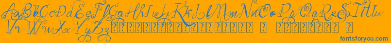 VtksBelinha-Schriftart – Blaue Schriften auf orangefarbenem Hintergrund