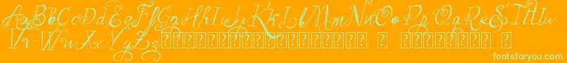 Шрифт VtksBelinha – зелёные шрифты на оранжевом фоне