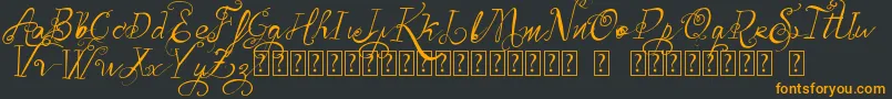 VtksBelinha-fontti – oranssit fontit mustalla taustalla