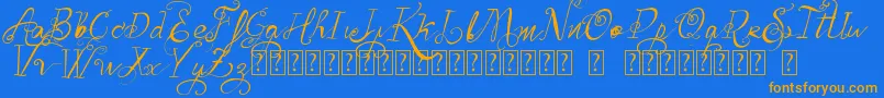 VtksBelinha-Schriftart – Orangefarbene Schriften auf blauem Hintergrund