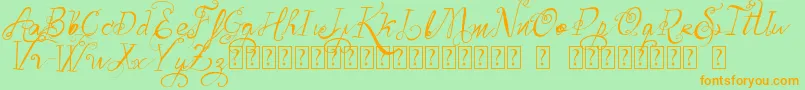 VtksBelinha-Schriftart – Orangefarbene Schriften auf grünem Hintergrund