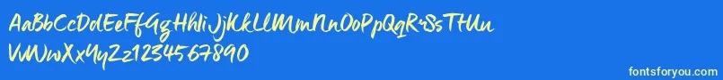 ManeoTrial-Schriftart – Gelbe Schriften auf blauem Hintergrund