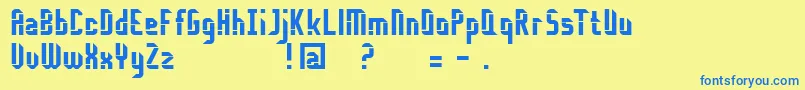 フォントDisembody – 青い文字が黄色の背景にあります。