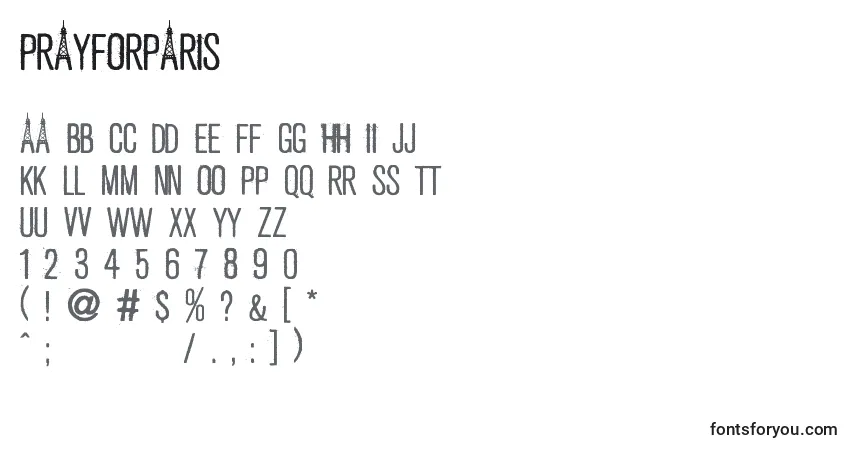 A fonte PrayForParis – alfabeto, números, caracteres especiais