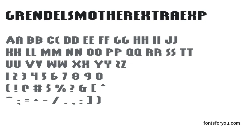 Шрифт GrendelsMotherExtraExp – алфавит, цифры, специальные символы