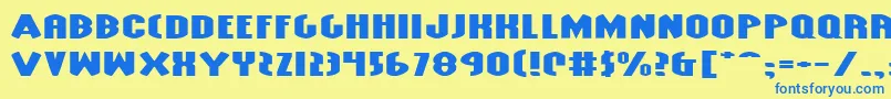 GrendelsMotherExtraExp-Schriftart – Blaue Schriften auf gelbem Hintergrund