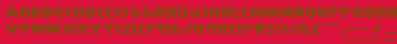 GrendelsMotherExtraExp-Schriftart – Braune Schriften auf rotem Hintergrund