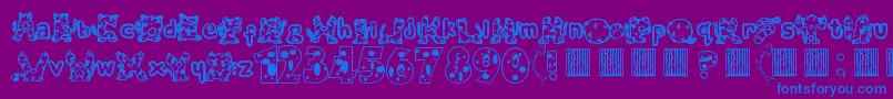 フォントMeow – 紫色の背景に青い文字