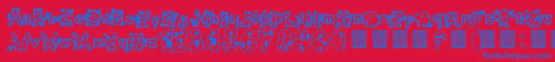 フォントMeow – 赤い背景に青い文字