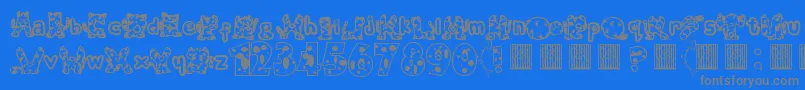 Meow-fontti – harmaat kirjasimet sinisellä taustalla