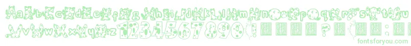 Meow-Schriftart – Grüne Schriften auf weißem Hintergrund