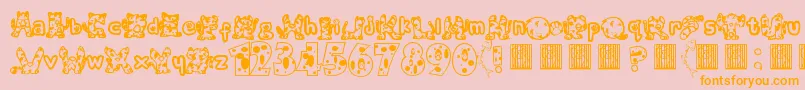 Meow-fontti – oranssit fontit vaaleanpunaisella taustalla