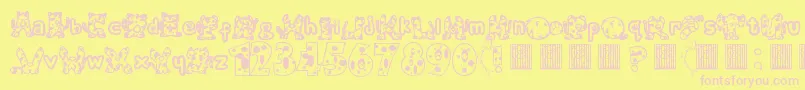 Meow-fontti – vaaleanpunaiset fontit keltaisella taustalla