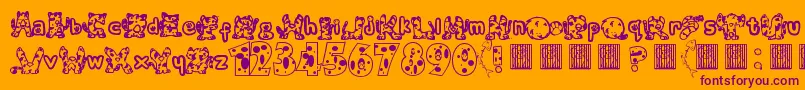 Czcionka Meow – fioletowe czcionki na pomarańczowym tle