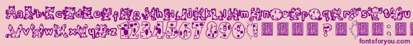 Meow-fontti – violetit fontit vaaleanpunaisella taustalla