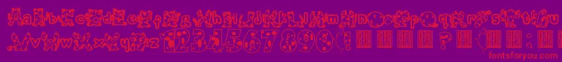 Meow-Schriftart – Rote Schriften auf violettem Hintergrund