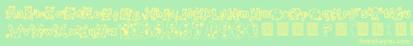 Meow-fontti – keltaiset fontit vihreällä taustalla