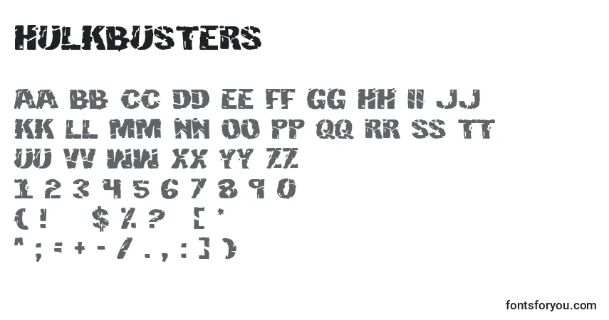 A fonte Hulkbusters – alfabeto, números, caracteres especiais