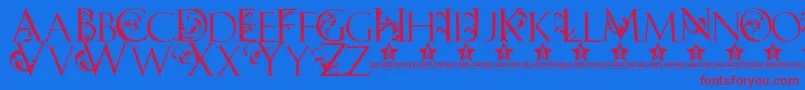 フォントCarib – 赤い文字の青い背景