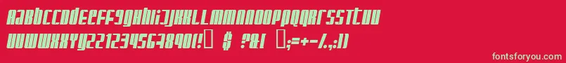 フォントGlaringItalic – 赤い背景に緑の文字