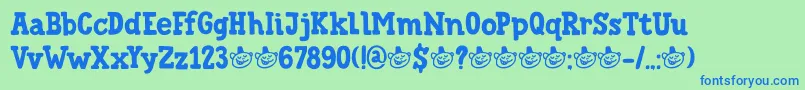 DkTrainedMonkey Font – Blue Fonts on Green Background