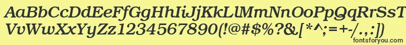 フォントBookItalic – 黒い文字の黄色い背景