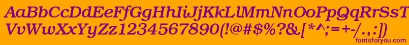 BookItalic-fontti – violetit fontit oranssilla taustalla