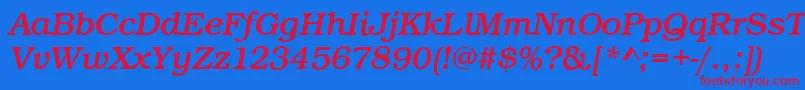 BookItalic Font – Red Fonts on Blue Background