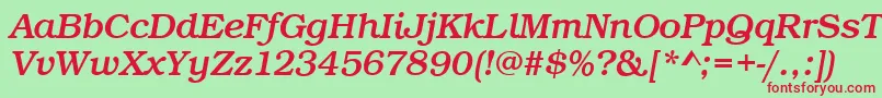 BookItalic Font – Red Fonts on Green Background