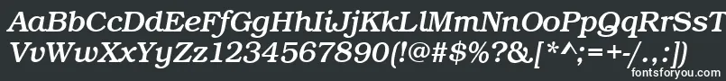 BookItalic-fontti – valkoiset fontit mustalla taustalla