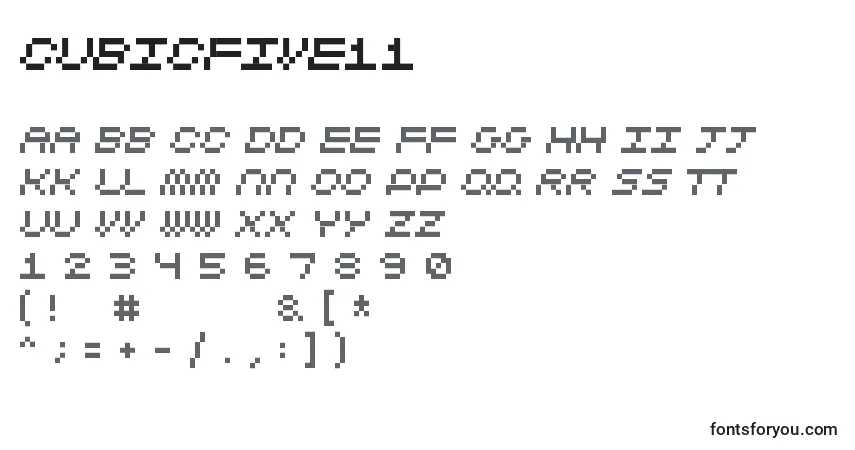 A fonte Cubicfive11 – alfabeto, números, caracteres especiais