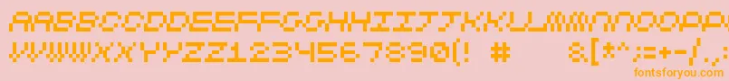Cubicfive11-fontti – oranssit fontit vaaleanpunaisella taustalla
