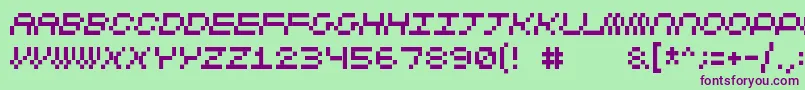 Cubicfive11-fontti – violetit fontit vihreällä taustalla