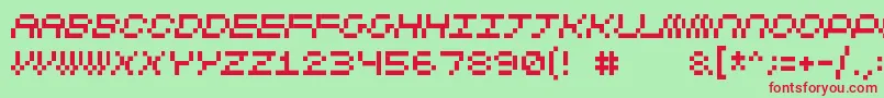 Cubicfive11-fontti – punaiset fontit vihreällä taustalla