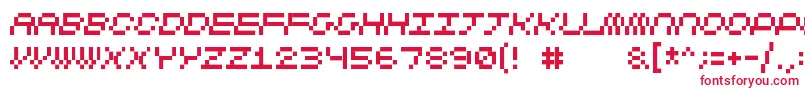 Cubicfive11-Schriftart – Rote Schriften auf weißem Hintergrund