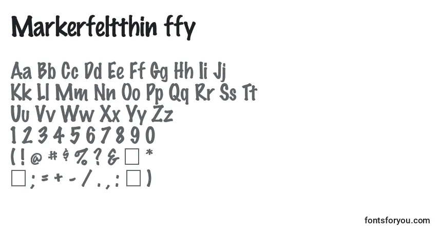 Schriftart Markerfeltthin ffy – Alphabet, Zahlen, spezielle Symbole