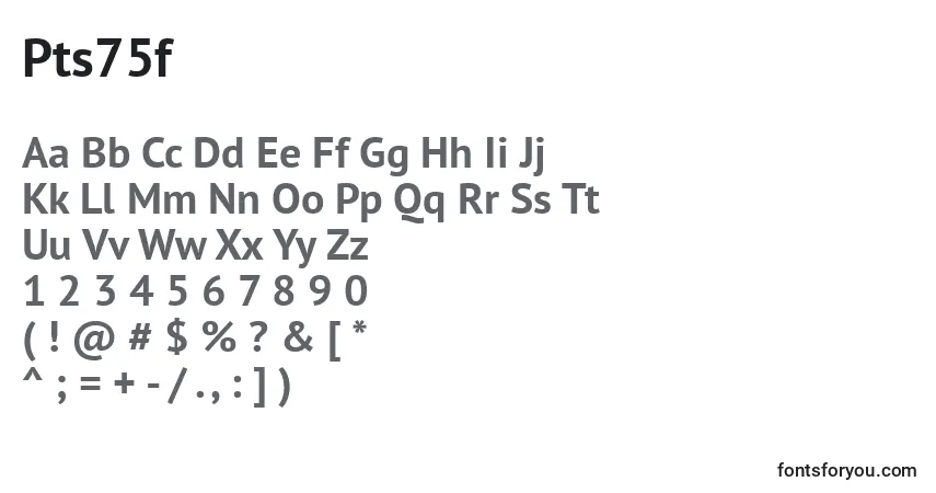 Czcionka Pts75f – alfabet, cyfry, specjalne znaki