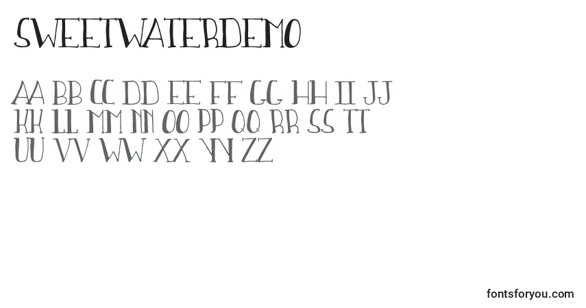 Шрифт SweetWaterDemo – алфавит, цифры, специальные символы